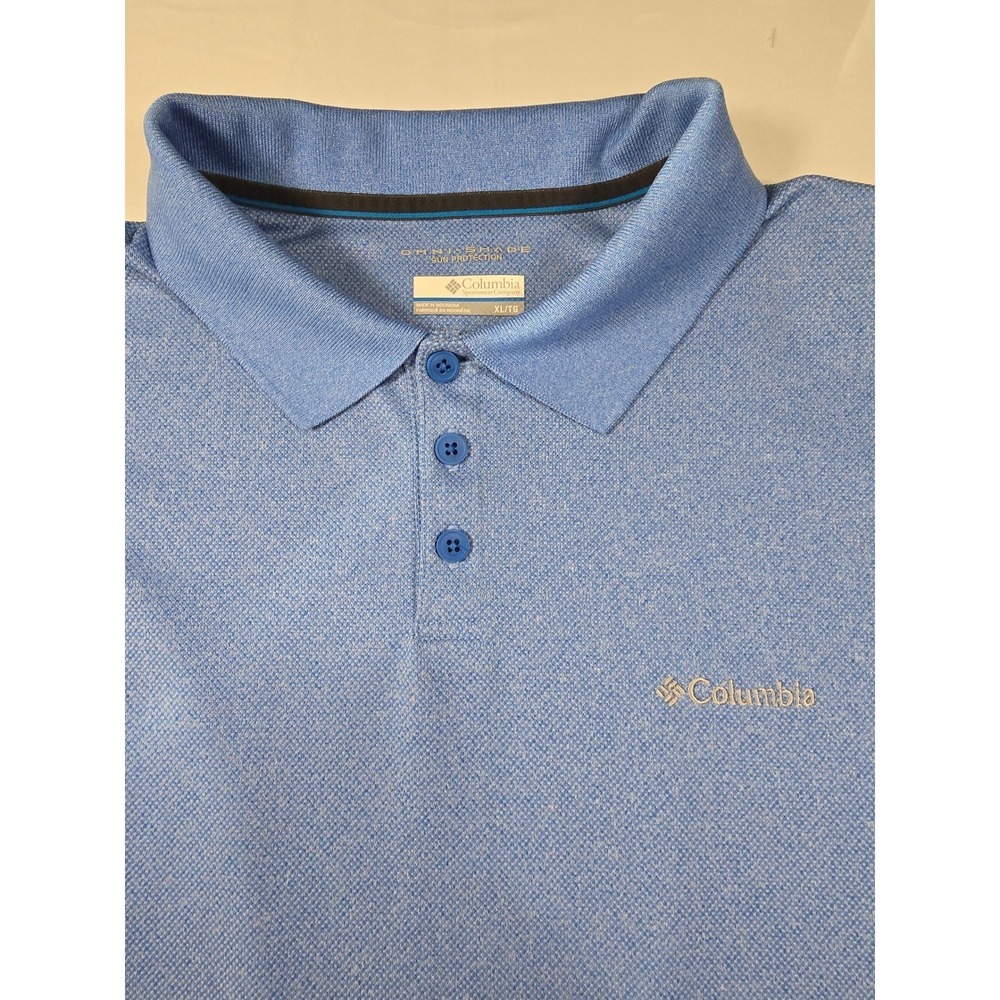 Columbia Mens Omni-Shade Polo Shirt Blue Short Sleeve Sun Protection XL